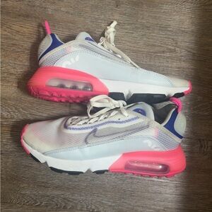Nike White and Neon Pink Air Max Sneakers